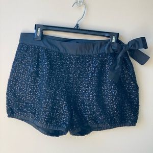 Black sequin short with silk waist